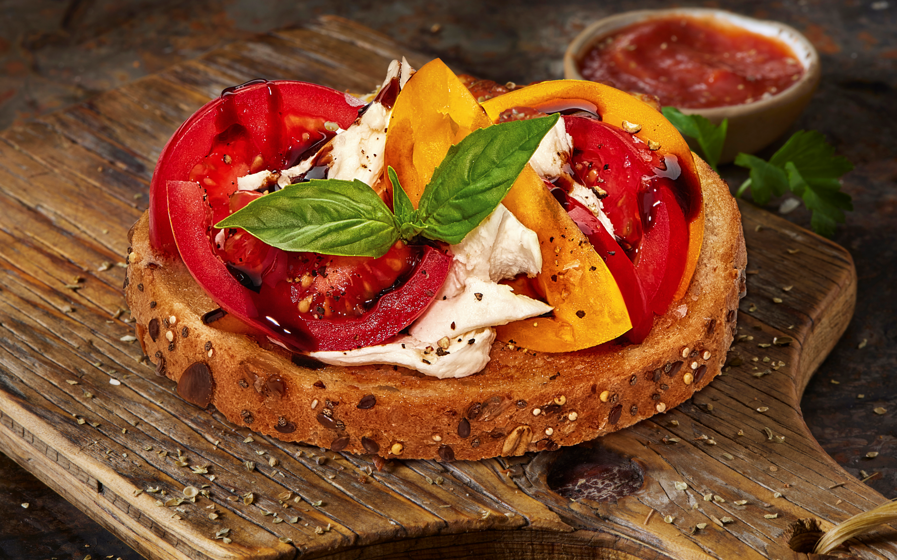 Tomato Mozzarella Open-faced Sandwich Recipe
