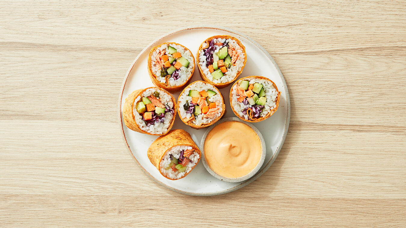 Salmon Sushi Roll with Spicy Soy Mayo Sauce Recipe