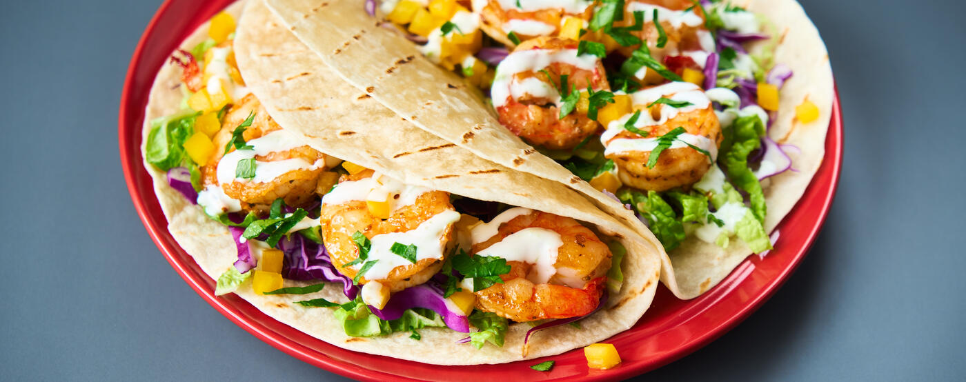 Cajun Shrimp and Lime Crema Soft Tacos