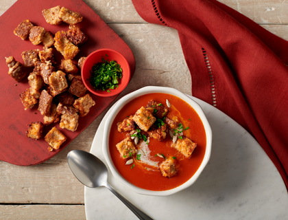 Tomato Soup with Fresh Made Croutons Image